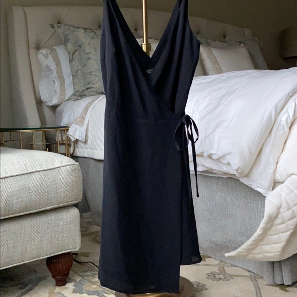Topshop black wrap dress